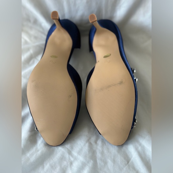 ElegantPark Navy Satin Rhinestone Glitter Bridal Wedding Pumps 3-1/4” Heel NWOT - Picture 3 of 9